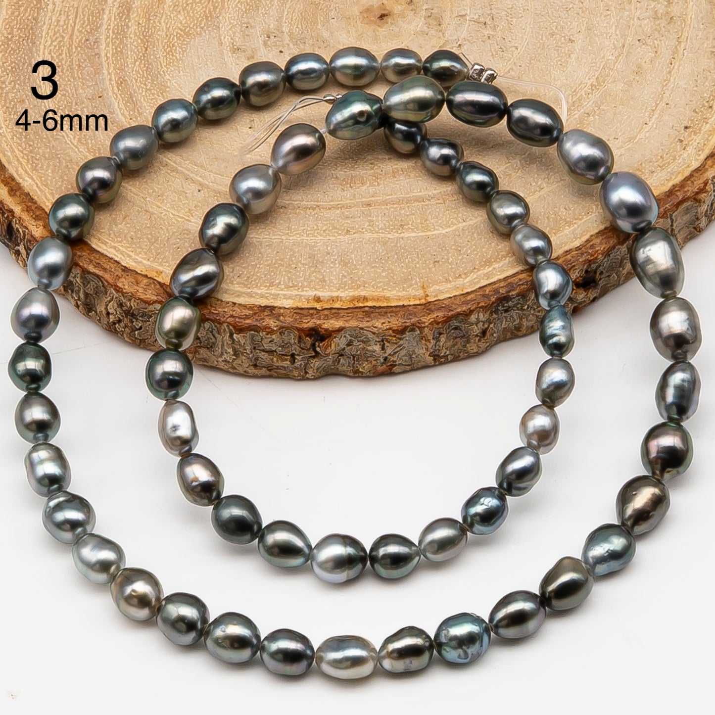 5, 6, 7mm Tahitian Keshi Pearl in Full Strand, All Natural Colors with High Luster, for Jewelry Making, SKU # 3316TH