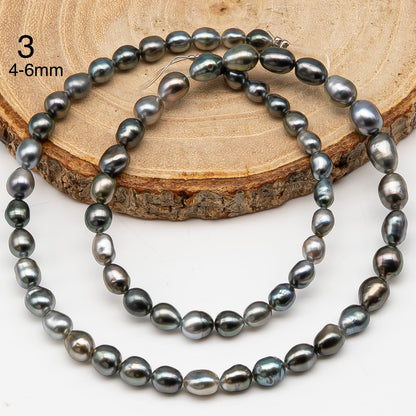 5, 6, 7mm Tahitian Keshi Pearl in Full Strand, All Natural Colors with High Luster, for Jewelry Making, SKU # 3316TH