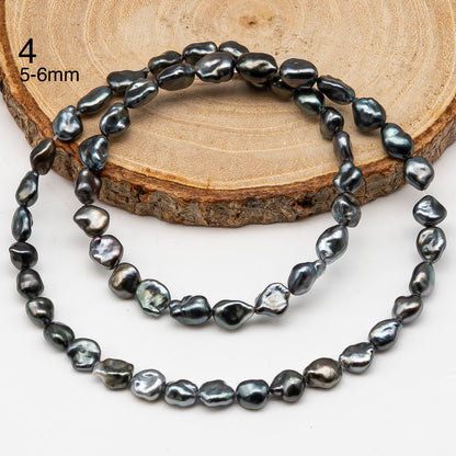 5, 6, 7mm Tahitian Keshi Pearl in Full Strand, All Natural Colors with High Luster, for Jewelry Making, SKU # 3316TH