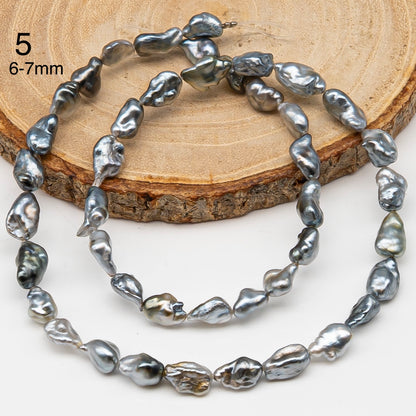 5, 6, 7mm Tahitian Keshi Pearl in Full Strand, All Natural Colors with High Luster, for Jewelry Making, SKU # 3316TH