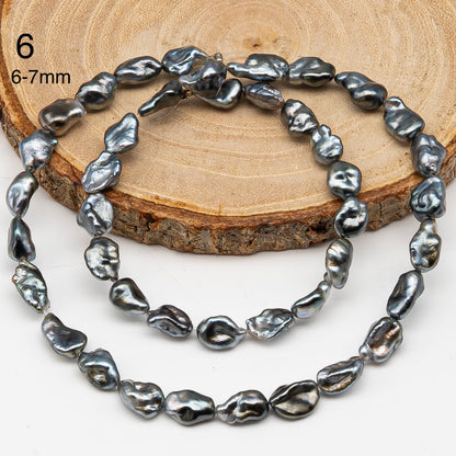 5, 6, 7mm Tahitian Keshi Pearl in Full Strand, All Natural Colors with High Luster, for Jewelry Making, SKU # 3316TH