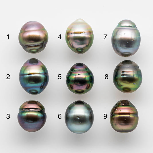 10-11mm Colorful Tahitian Pearl Single Piece Drop in Natural Color and High Luster with Minor Blemishes, Loose Undrilled, SKU # 1824TH