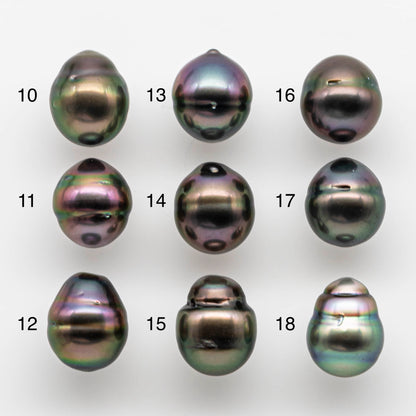 10-11mm Colorful Tahitian Pearl Single Piece Drop in Natural Color and High Luster with Minor Blemishes, Loose Undrilled, SKU # 1824TH