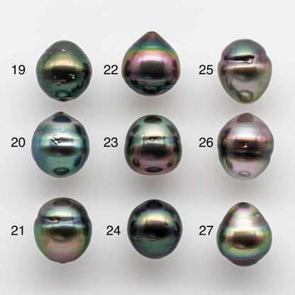 10-11mm Colorful Tahitian Pearl Single Piece Drop in Natural Color and High Luster with Minor Blemishes, Loose Undrilled, SKU # 1824TH