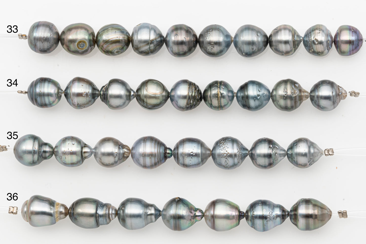 10-11mm Tahitian Pearl Short Strand with Minor Blemishes, Natural Colors, SKU # 3318TH