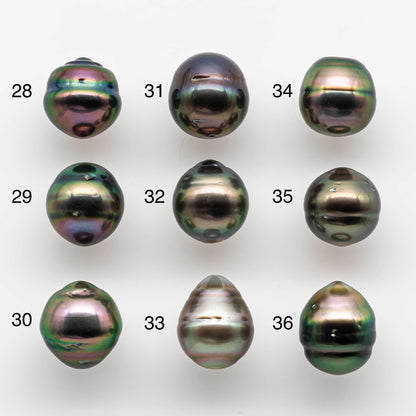 10-11mm Colorful Tahitian Pearl Single Piece Drop in Natural Color and High Luster with Minor Blemishes, Loose Undrilled, SKU # 1824TH