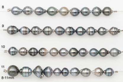 8-9mm Tahitian Pearl Short Strand with Minor Blemishes, Natural Colors, SKU # 3321TH