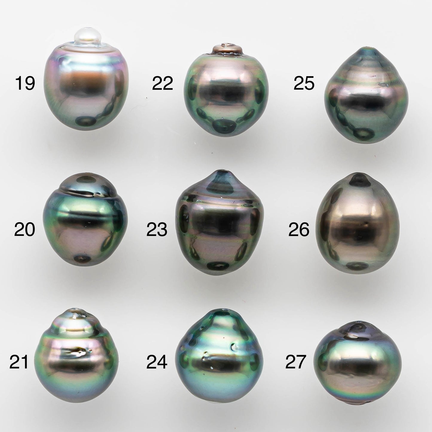 11-12mm Natural Color Tahitian Pearl Drop Shape Loose Single Piece Undrilled in High Luster and Minor Blemishes, SKU # 1837TH