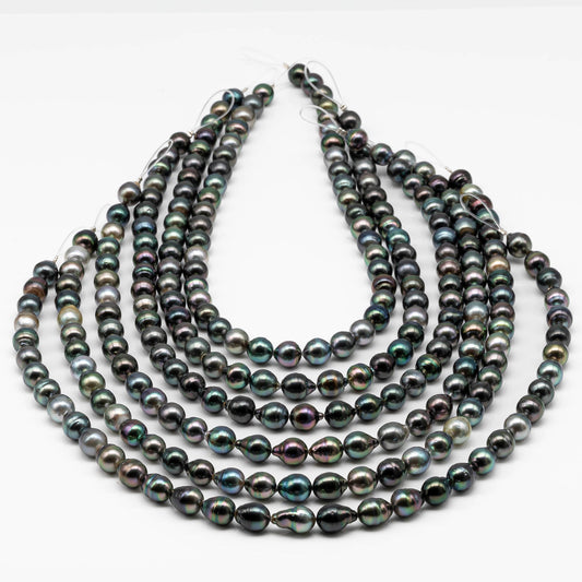 8-9mm Tahitian Pearl in Full Strand with All Natural Color with High Luster for Jewelry Making, SKU# 1873TH