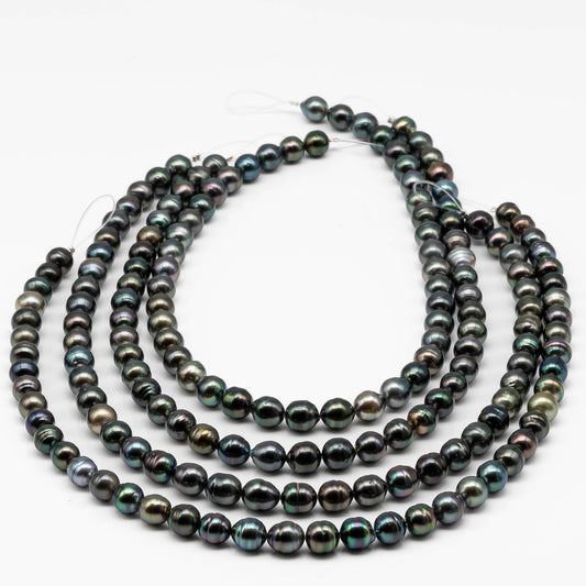 8-9mm Tahitian Pearl Bead with High Luster, In Full Strand with Blemishes for Jewelry Making, SKU # 1853TH