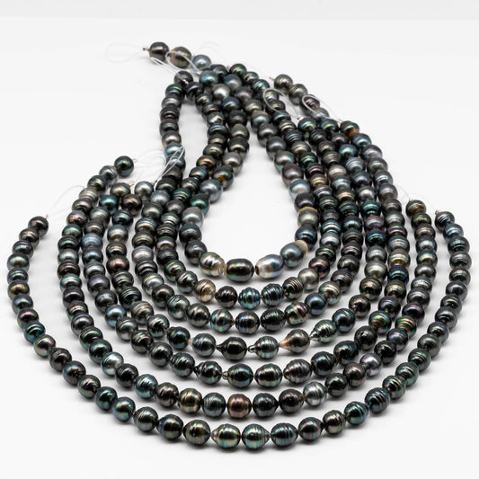 9-10mm Tahitian Pearl in Full Strand with All Natural Color with High Luster for Jewelry Making, SKU# 1854TH