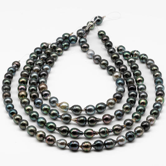 9-10mm Drop Tahitian Pearl Bead with High Luster, In Full Strand with Blemishes for Jewelry Making, SKU # 1857TH