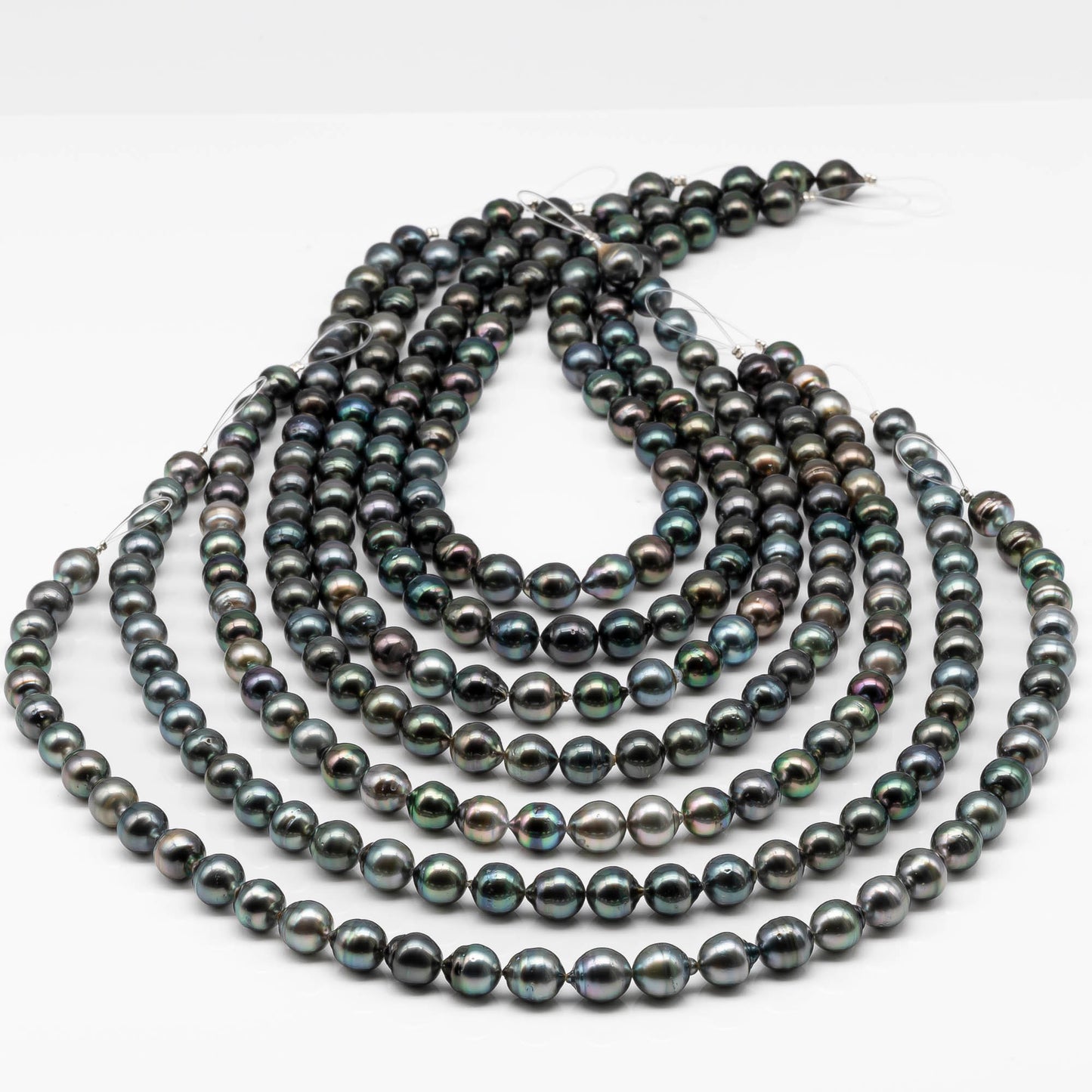 9-10mm DropTahitian Pearl in Full Strand with Natural Color and High Luster, For Jewelry Making with Blemishes, SKU # 1859TH