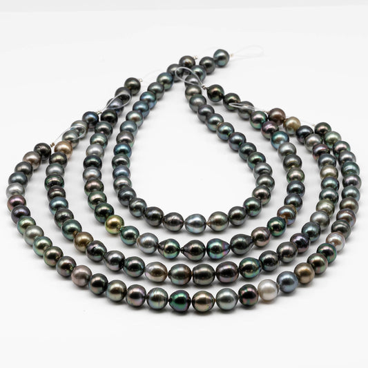 10-11mm Multicolor Drop Tahitian Pearl Bead with High Luster, In Full Strand with Blemishes for Jewelry Making, SKU # 1868TH