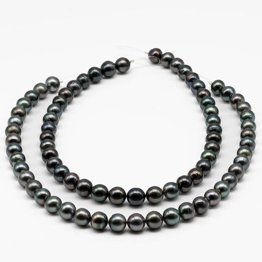 10-11mm Near Round Tahitian Pearl in Full Strand with All Natural Color with High Luster for Jewelry Making, SKU# 1869TH