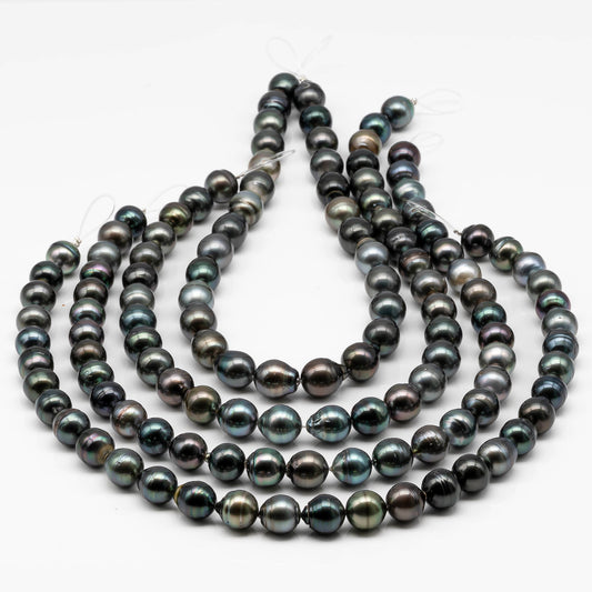 11-12mm Drop Tahitian Pearl in Full Strand with Natural Color and High Luster, For Jewelry Making with Blemishes, SKU # 1871TH