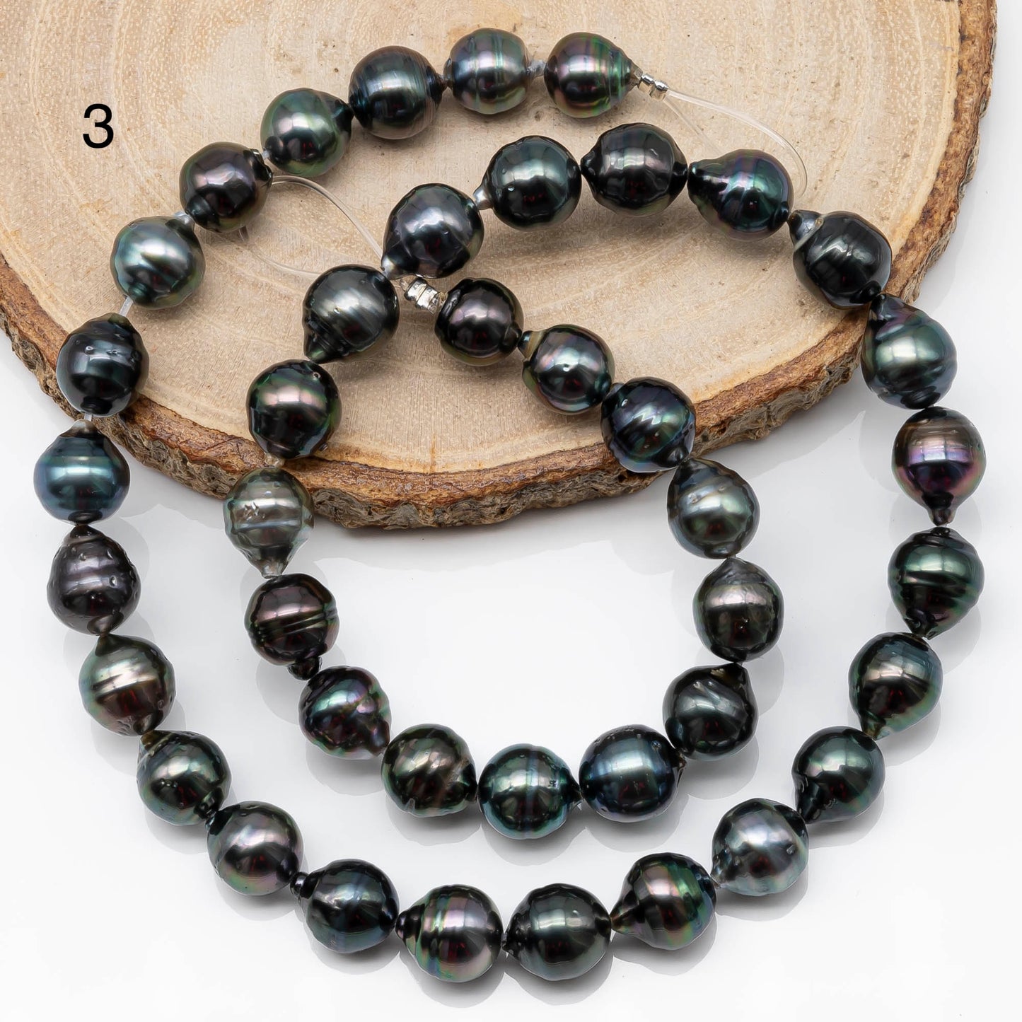 8-9mm Tahitian Pearl in Full Strand with All Natural Color with High Luster for Jewelry Making, SKU# 1873TH