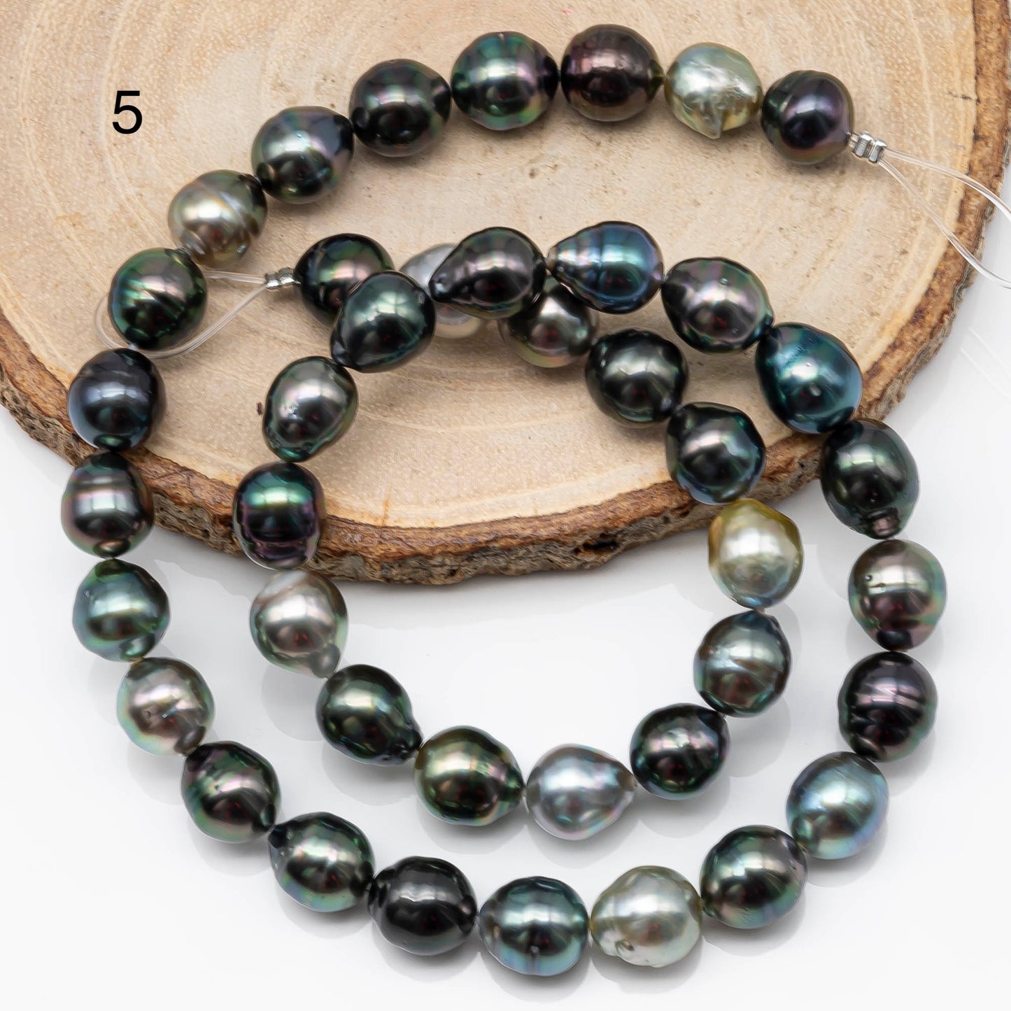 8-9mm Tahitian Pearl in Full Strand with All Natural Color with High Luster for Jewelry Making, SKU# 1873TH