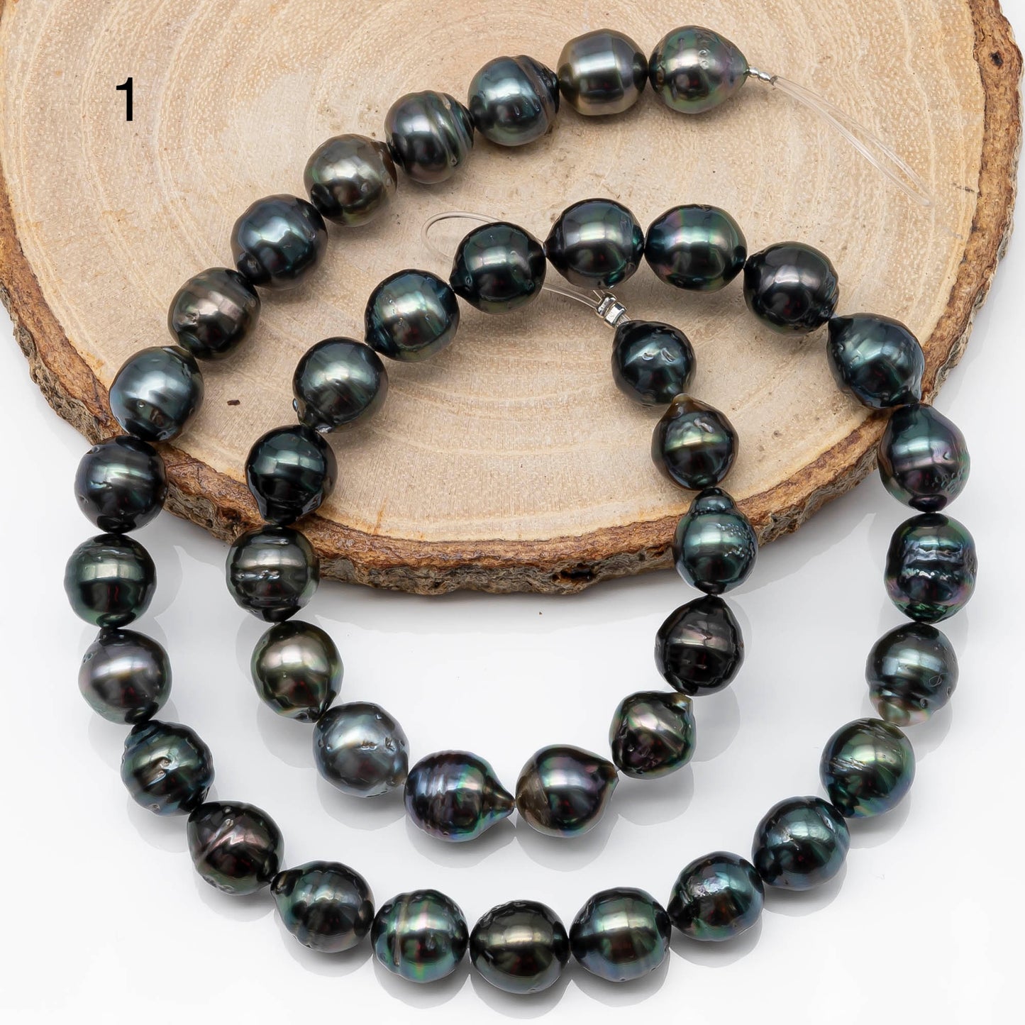 8-9mm Drop Tahitian Pearl in Full Strand with Natural Color and High Luster, For Jewelry Making with Blemishes, SKU # 1852TH