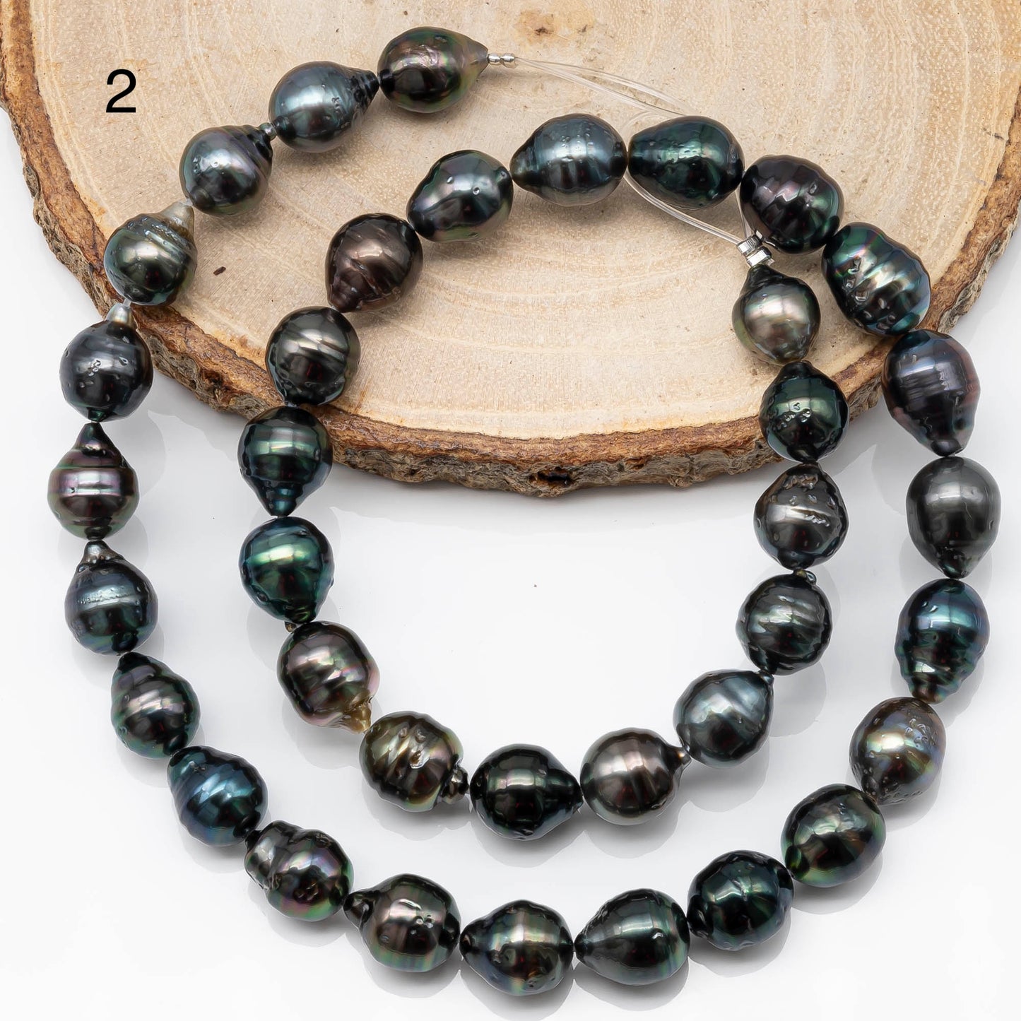 8-9mm Drop Tahitian Pearl in Full Strand with Natural Color and High Luster, For Jewelry Making with Blemishes, SKU # 1852TH