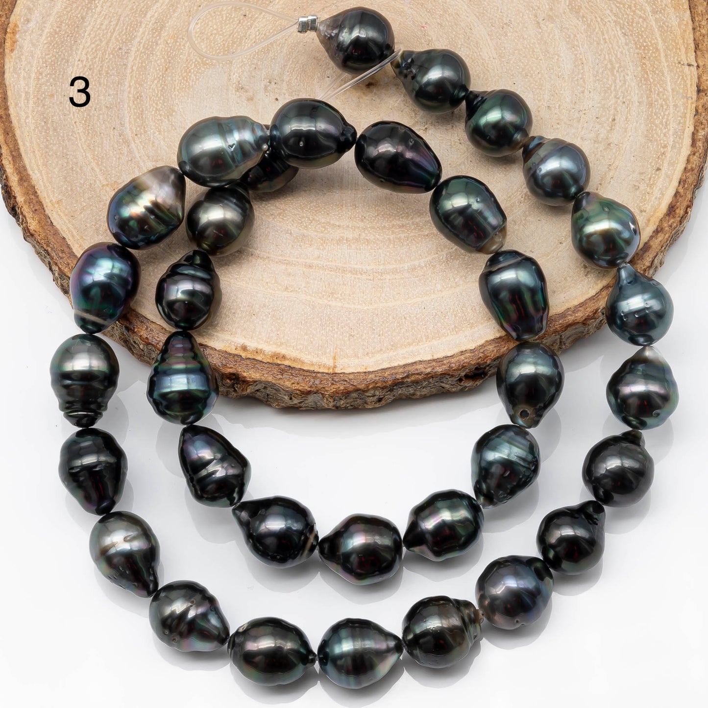 9-10mm Tahitian Pearl in Full Strand with All Natural Color with High Luster for Jewelry Making, SKU# 1856TH