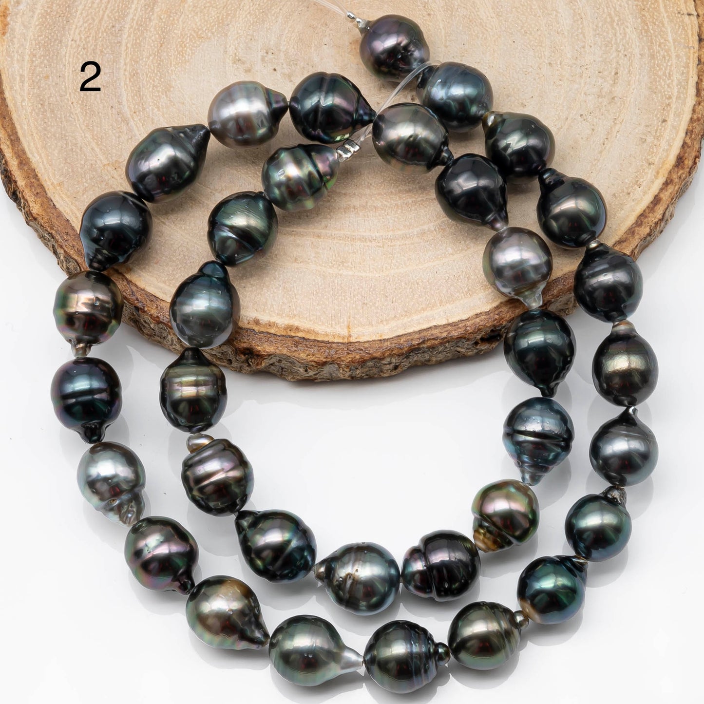 9-10mm Drop Tahitian Pearl Bead with High Luster, In Full Strand with Blemishes for Jewelry Making, SKU # 1857TH