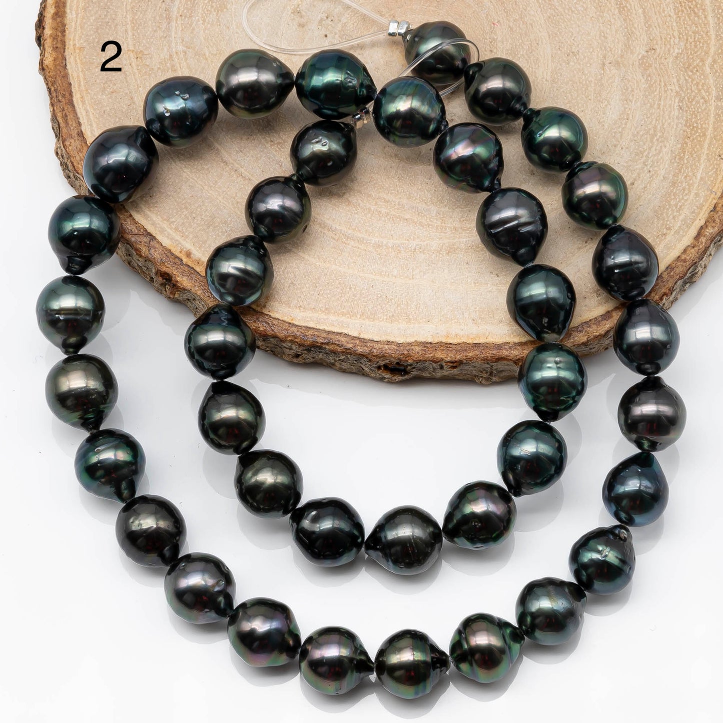 9-10mm DropTahitian Pearl in Full Strand with Natural Color and High Luster, For Jewelry Making with Blemishes, SKU # 1859TH