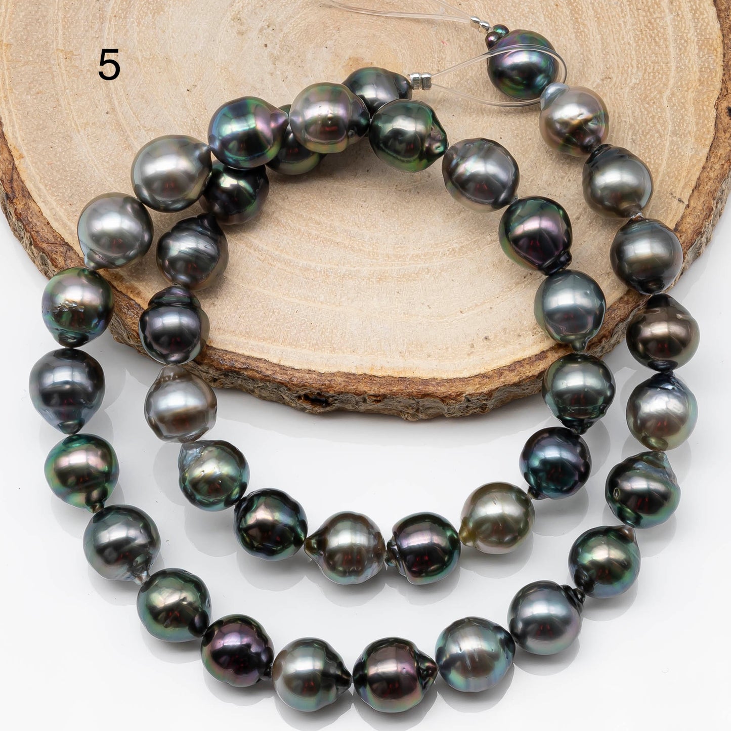 9-10mm DropTahitian Pearl in Full Strand with Natural Color and High Luster, For Jewelry Making with Blemishes, SKU # 1859TH