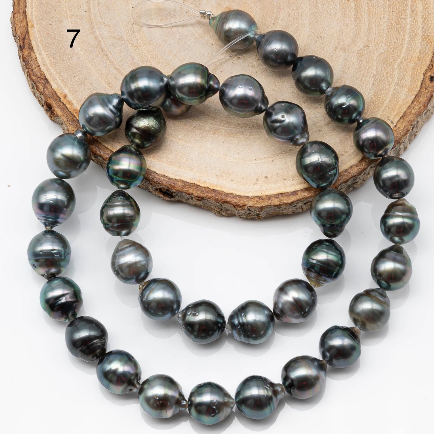 9-10mm DropTahitian Pearl in Full Strand with Natural Color and High Luster, For Jewelry Making with Blemishes, SKU # 1859TH