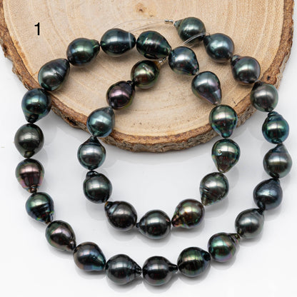 9-10mm Multicolor Drop Tahitian Pearl Bead with High Luster, In Full Strand with Blemishes for Jewelry Making, SKU # 1862TH