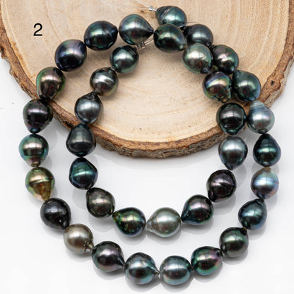 9-10mm Multicolor Drop Tahitian Pearl Bead with High Luster, In Full Strand with Blemishes for Jewelry Making, SKU # 1862TH