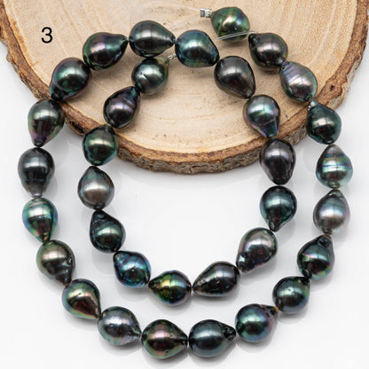 9-10mm Multicolor Drop Tahitian Pearl Bead with High Luster, In Full Strand with Blemishes for Jewelry Making, SKU # 1862TH