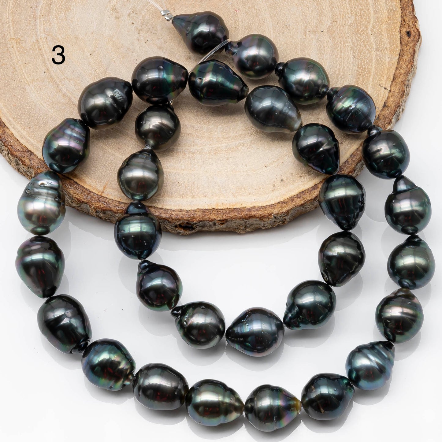 10-11mm DropTahitian Pearl in Full Strand with Natural Color and High Luster, For Jewelry Making with Blemishes, SKU # 1867TH