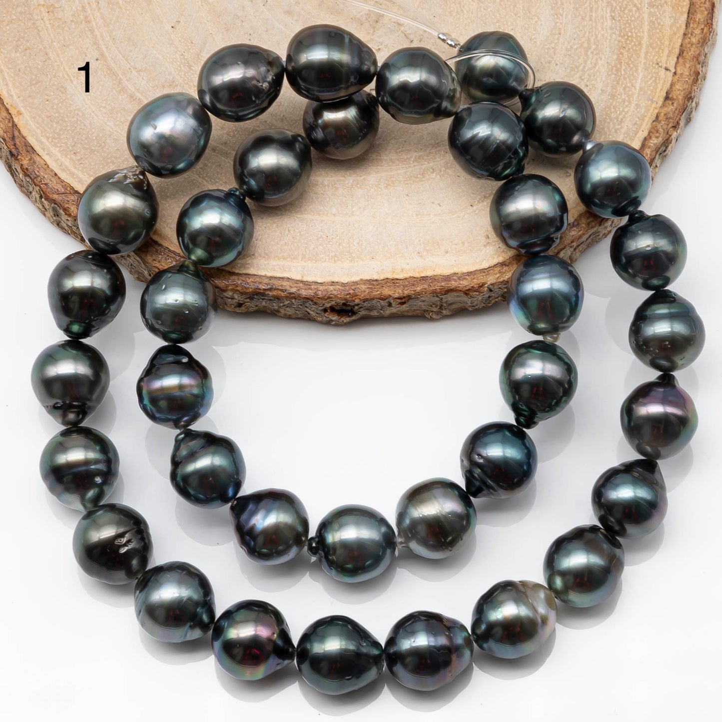 10-11mm Multicolor Drop Tahitian Pearl Bead with High Luster, In Full Strand with Blemishes for Jewelry Making, SKU # 1868TH