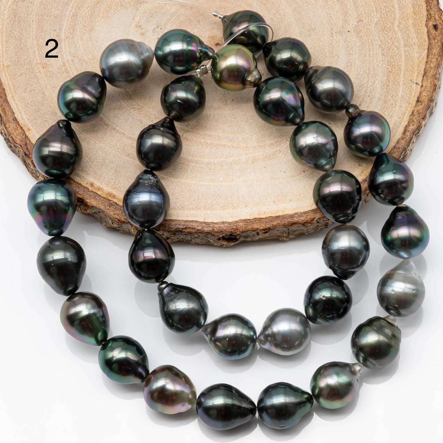 10-11mm Multicolor Drop Tahitian Pearl Bead with High Luster, In Full Strand with Blemishes for Jewelry Making, SKU # 1868TH