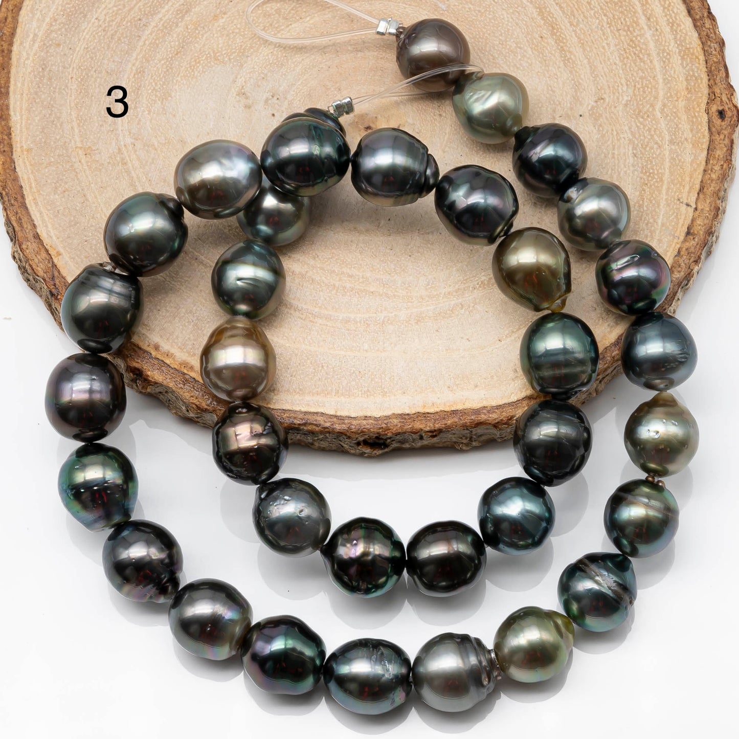 10-11mm Multicolor Drop Tahitian Pearl Bead with High Luster, In Full Strand with Blemishes for Jewelry Making, SKU # 1868TH