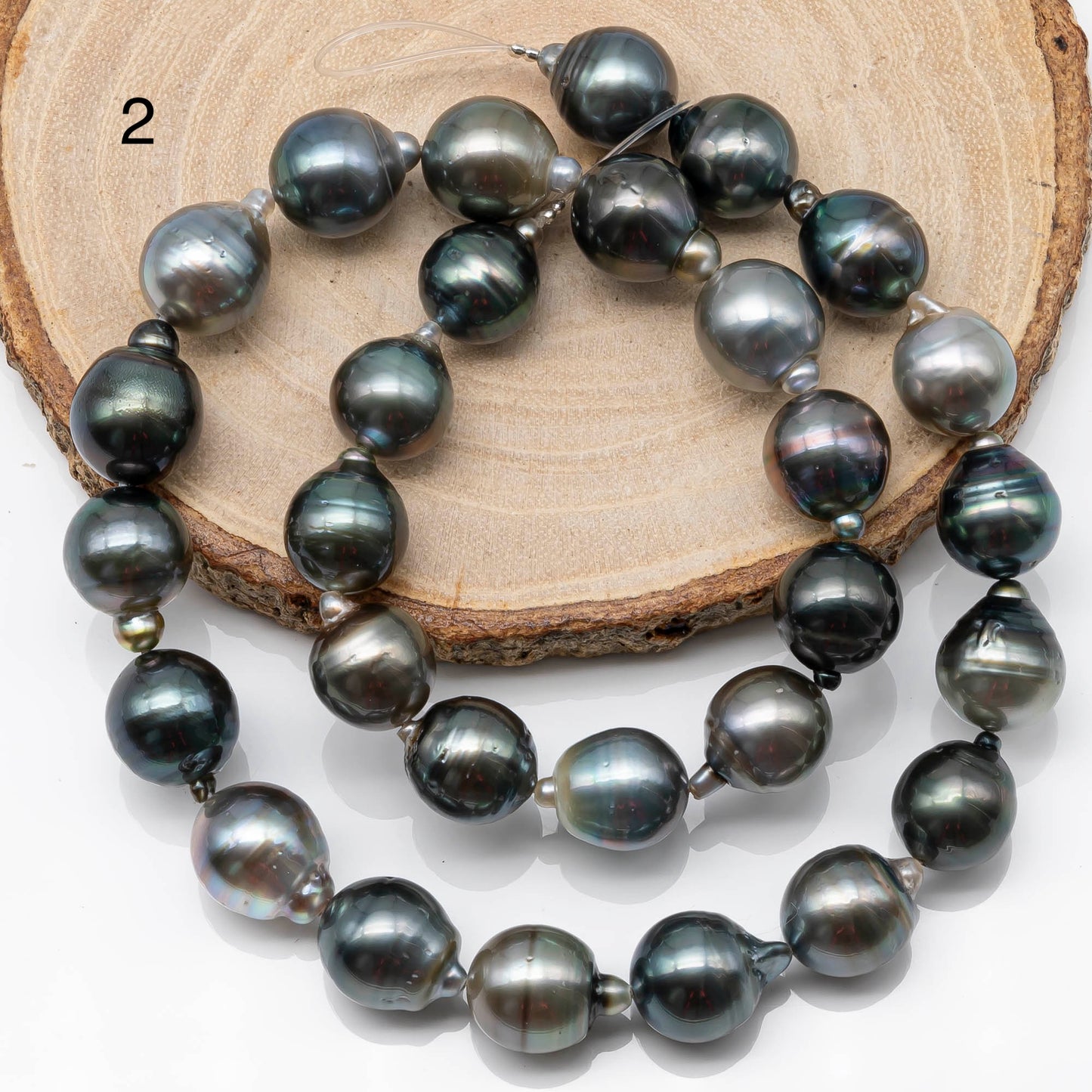 11-12mm Multicolor Drop Tahitian Pearl Bead with High Luster, In Full Strand with Blemishes for Jewelry Making, SKU # 1870TH