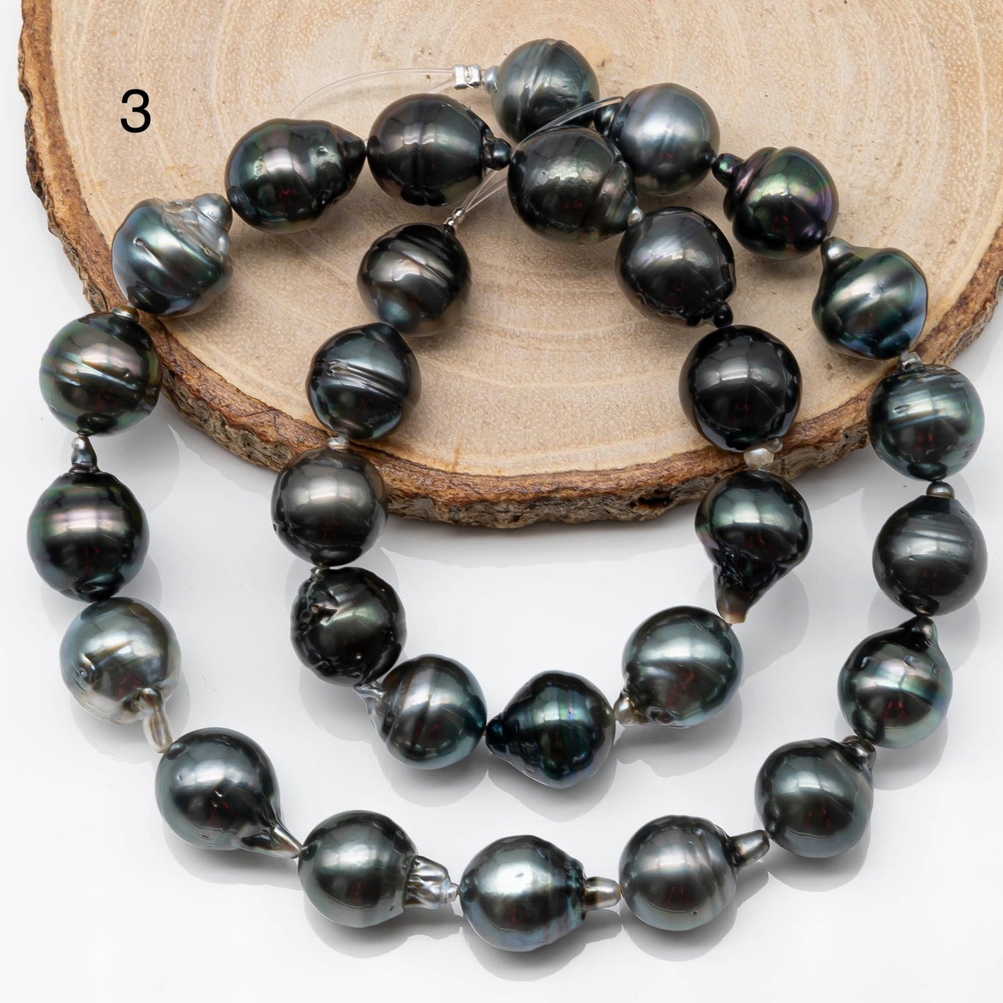 11-12mm Multicolor Drop Tahitian Pearl Bead with High Luster, In Full Strand with Blemishes for Jewelry Making, SKU # 1870TH