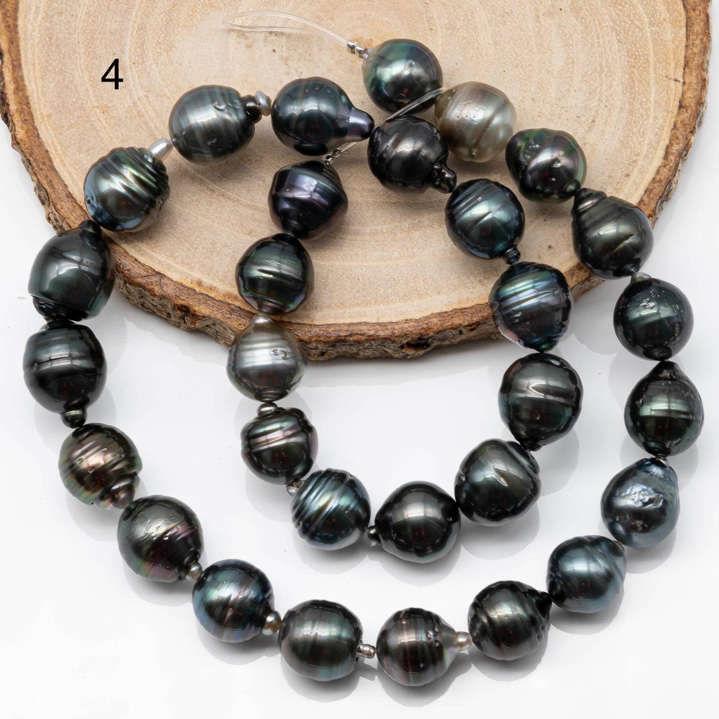 11-12mm Multicolor Drop Tahitian Pearl Bead with High Luster, In Full Strand with Blemishes for Jewelry Making, SKU # 1870TH