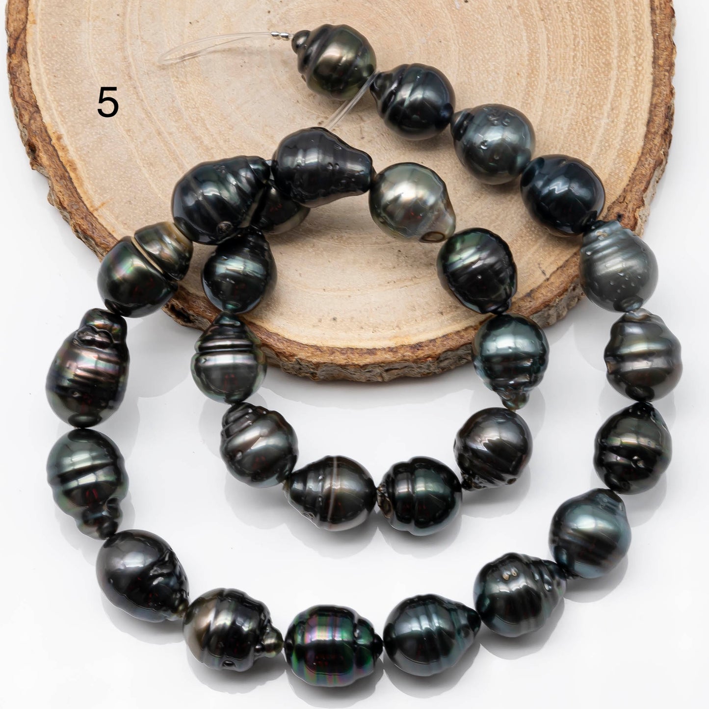 11-12mm Multicolor Drop Tahitian Pearl Bead with High Luster, In Full Strand with Blemishes for Jewelry Making, SKU # 1870TH