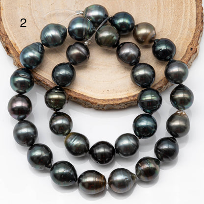11-12mm Drop Tahitian Pearl in Full Strand with Natural Color and High Luster, For Jewelry Making with Blemishes, SKU # 1871TH