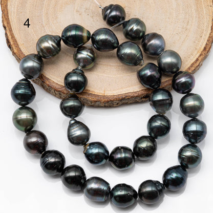 11-12mm Drop Tahitian Pearl in Full Strand with Natural Color and High Luster, For Jewelry Making with Blemishes, SKU # 1871TH