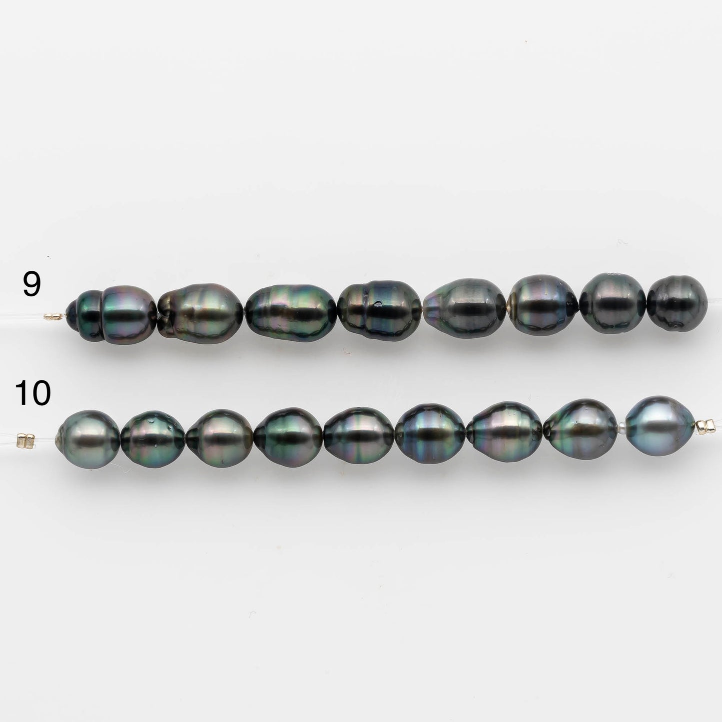 9-10mm Tahitian Pearl in Short Strand with All Natural Color with High Luster for Jewelry Making, SKU# 1875TH