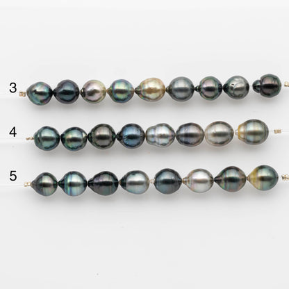 10-11mm Tahitian Pearl in Short Strand with All Natural Color with High Luster for Jewelry Making, SKU# 1877TH