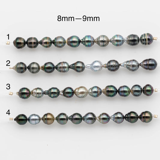 8-10mm Tahitian Pearl in Short Strand with All Natural Color with High Luster for Jewelry Making, SKU# 1874TH