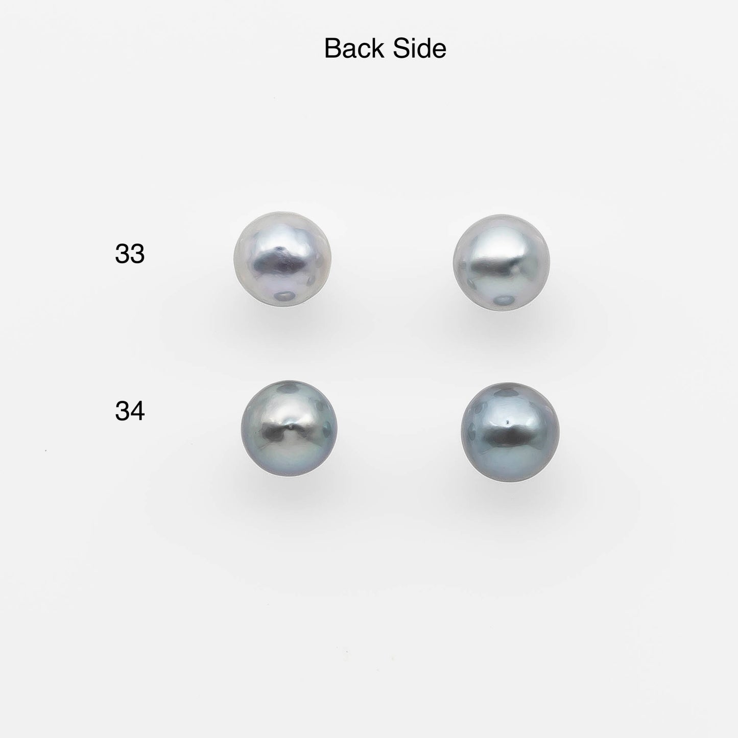 8-9mm Matching Pair Silver Blue Tahitian Pearl with High Luster, Undrilled for Making Earring or Pendant, SKU # 2099TH