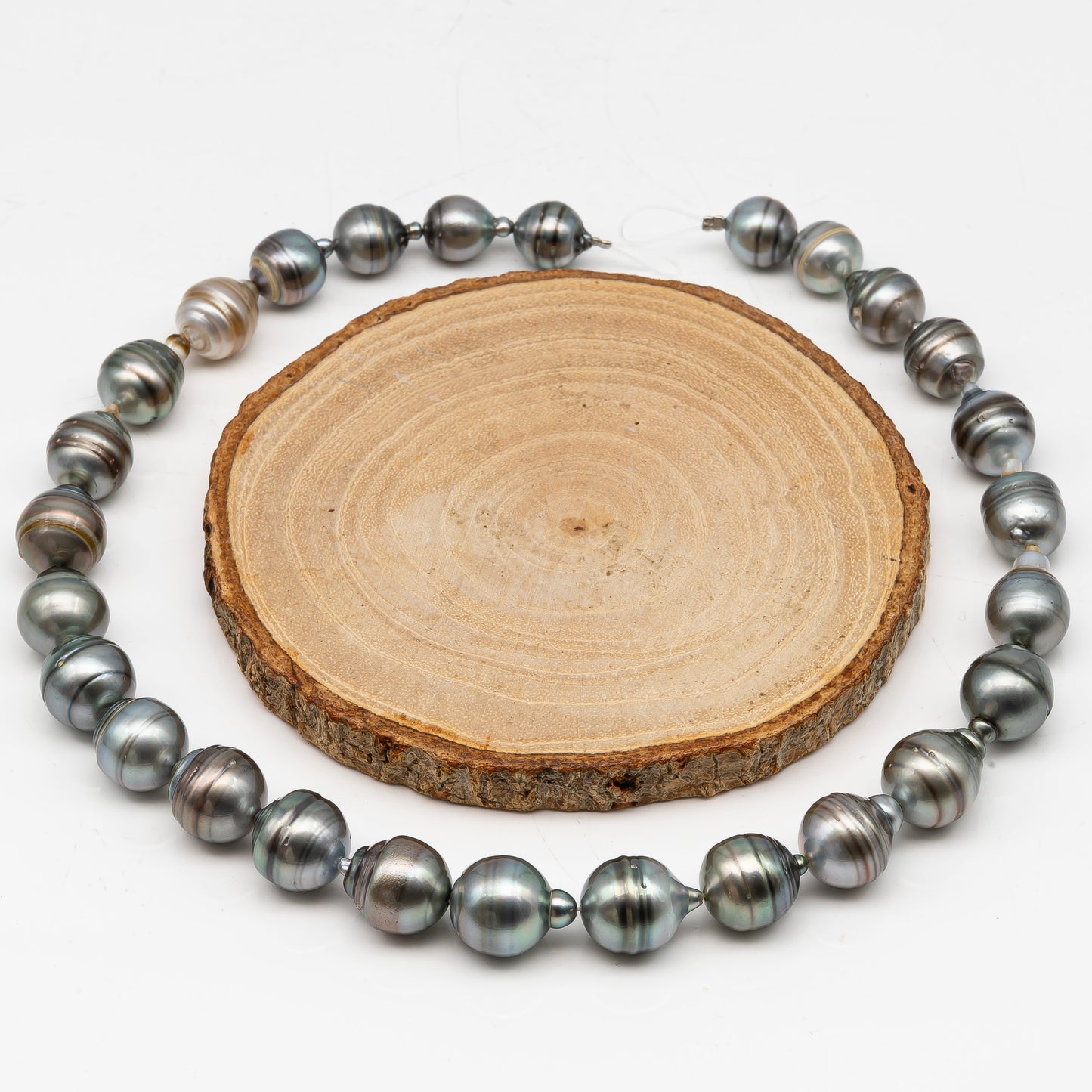 10.3-13.8mm Tahitian Pearl in Full Strand, Natural Colors with High Luster, for Jewelry Making, SKU # 3005TH
