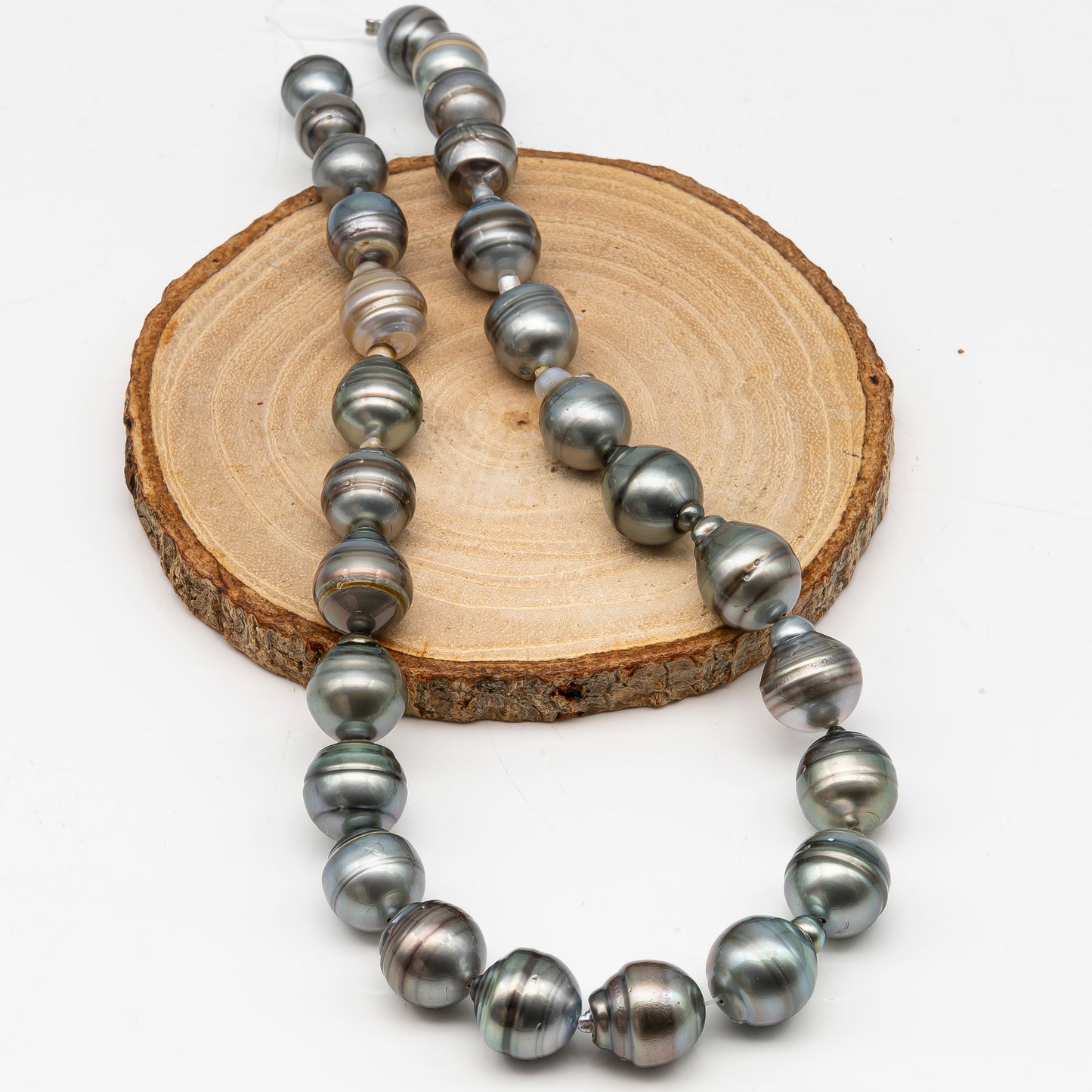 10.3-13.8mm Tahitian Pearl in Full Strand, Natural Colors with High Luster, for Jewelry Making, SKU # 3005TH