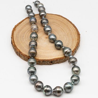 10.3-13.8mm Tahitian Pearl in Full Strand, Natural Colors with High Luster, for Jewelry Making, SKU # 3005TH