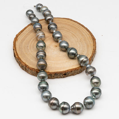 10.3-13.8mm Tahitian Pearl in Full Strand, Natural Colors with High Luster, for Jewelry Making, SKU # 3005TH
